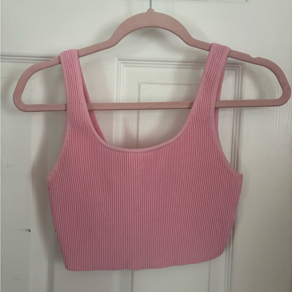 Babaton Pink Ribbed Tank Top
